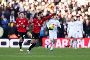 Manchester United's Matheus Cunha celebrates
