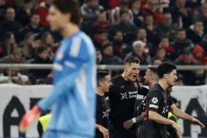 Schick fires Bayer Leverkusen to first-leg victory over Olympiakos
