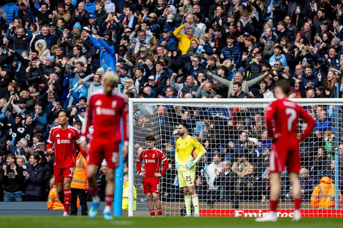 ลิเวอร์พูล ล่าสุด ในศึกเอฟเอ คัพ รอบก่อนรองชนะเลิศ เมื่อต้องยุติเส้นทางไว้ที่เอติฮัด สเตเดี้ยม ด้วยความพ่ายแพ้ต่อแมนเชสเตอร์ ซิตี้ อย่างยับเยิน 0-4